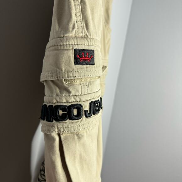 JNCO Jeans Khaki Cream Cargo Pants  Wide Leg Skater Raver Y2K Vintage 90s Sz. 18 - Picture 5 of 14